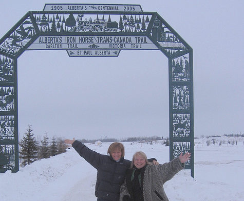 Valerie Pringle and Linda Strong-Watson at the Iron Horse Trailhead