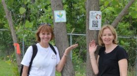 Valerie Pringle and Laureen Harper at Kilometre 31 on the 32-kilometre Laura Secord Legacy Trail.