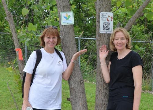 Valerie Pringle and Laureen Harper at Kilometre 31 on the 32-kilometre Laura Secord Legacy Trail.