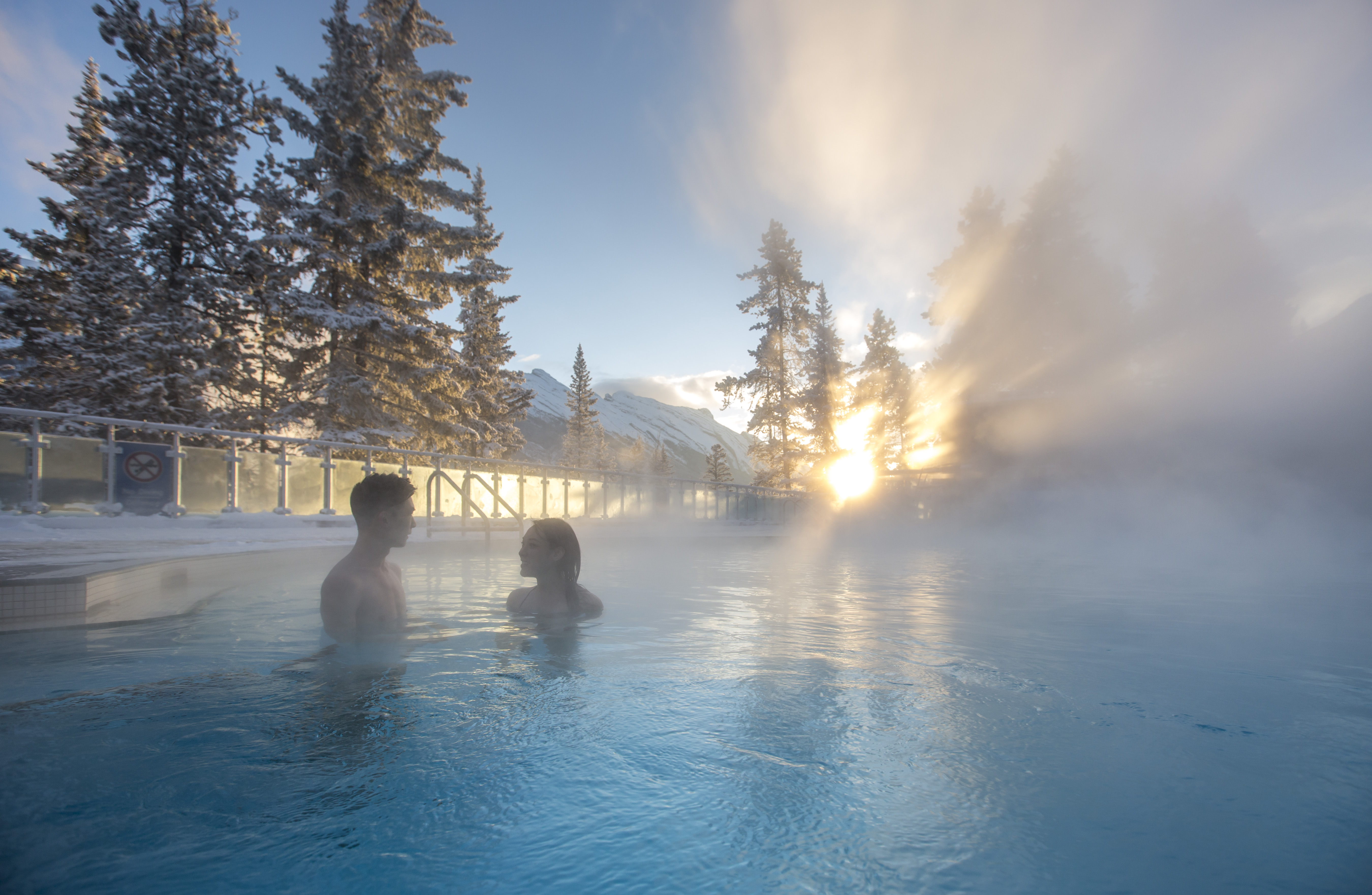 A couple in the Banff Upper Hot Springs