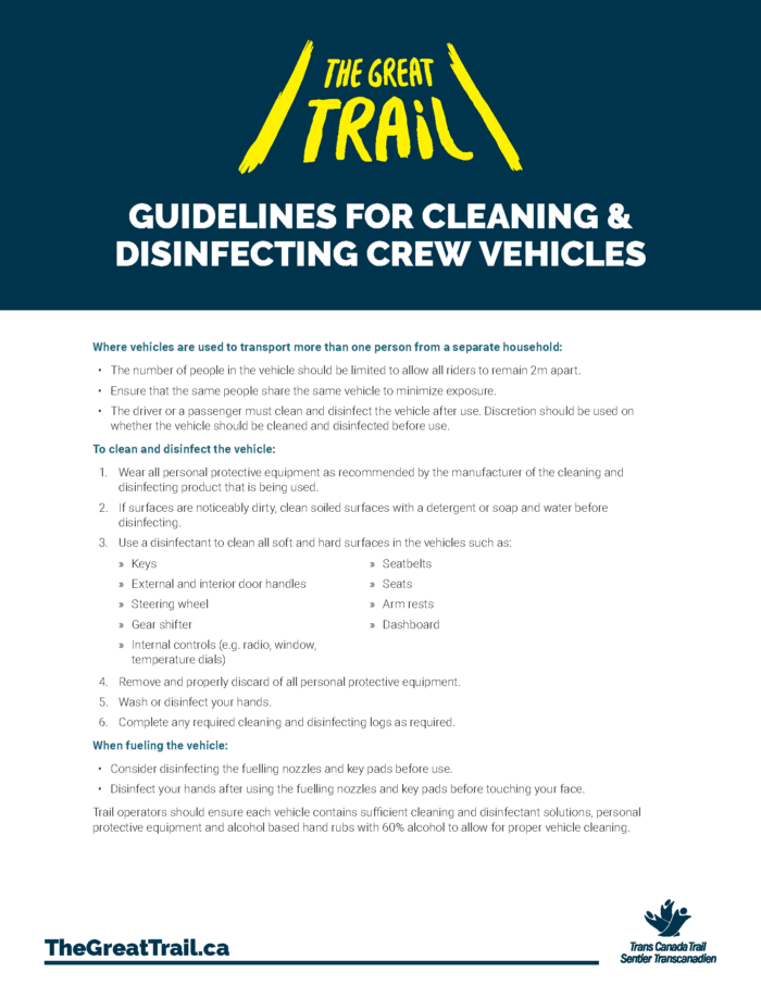 GUIDELINES FOR CLEANING & DISINFECTING CREW VEHICLES | Trans Canada Trail