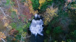 Drone shot of waterfall