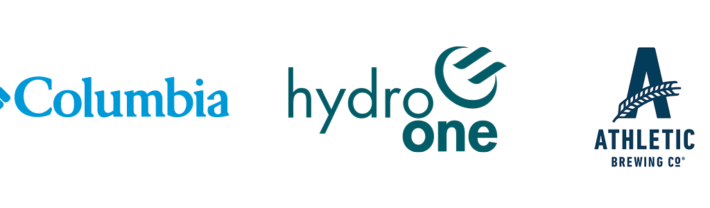 Columbia, hydro one and Athletic Brewing co logos