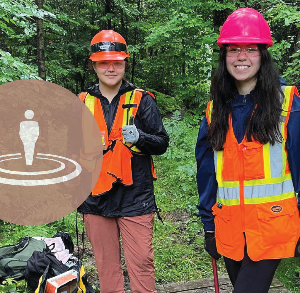 Two young adults wearing construction 