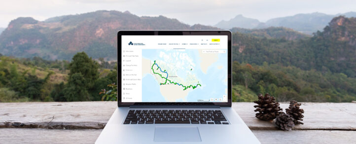 New Trans Canada Trail map displayed on a laptop