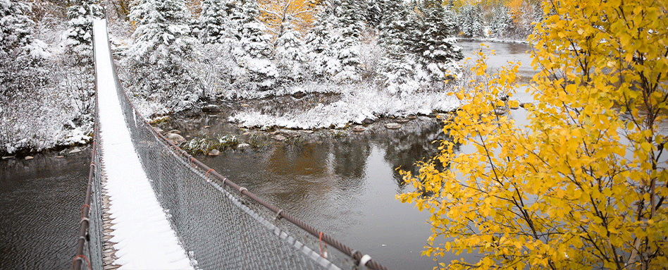 Pinawa Trail bridge covered in snow