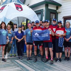 Volunteers at the Le P’tit Train du Nord, Gare de Prévost trail care event