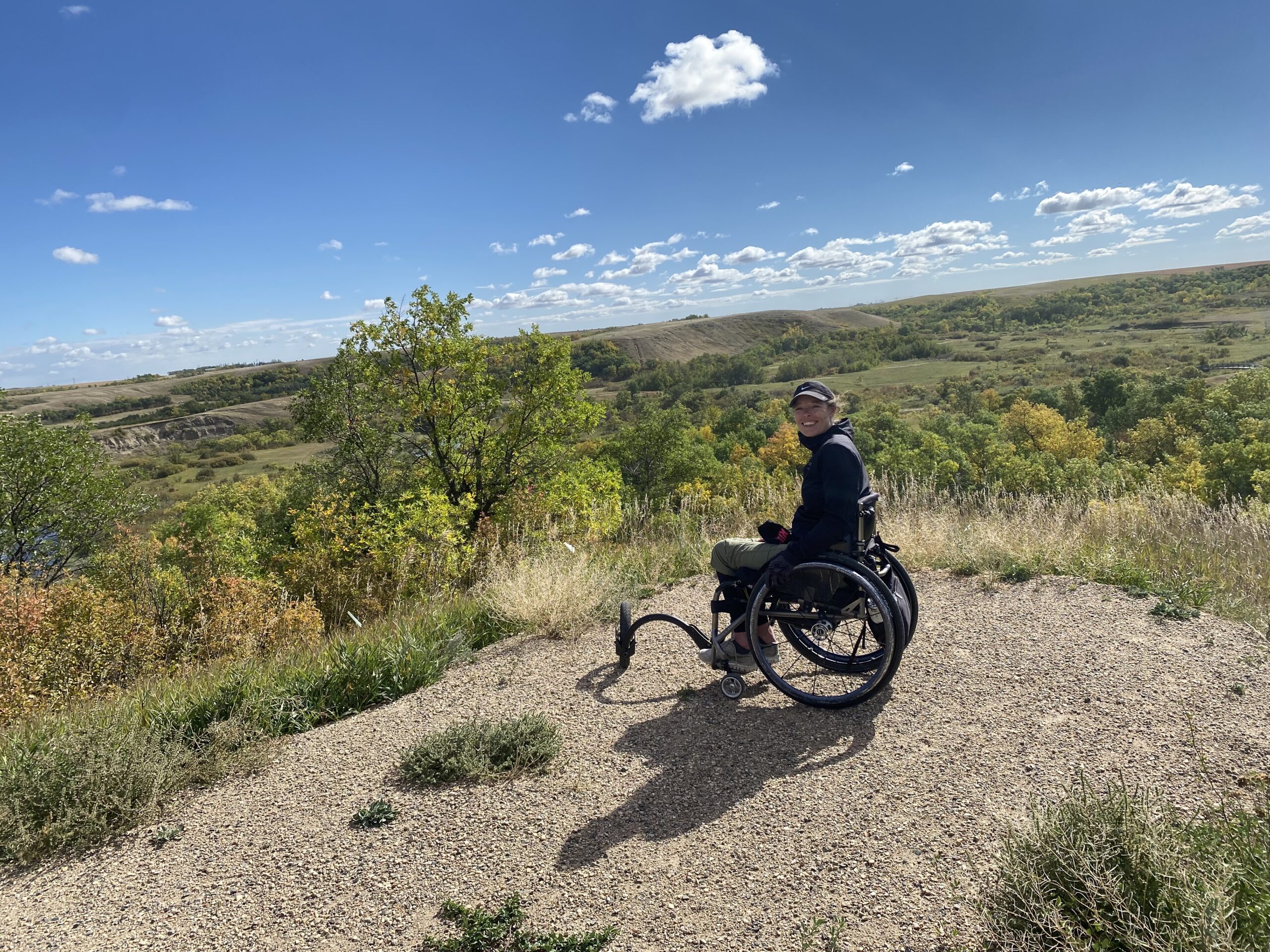 Lisa Franks accessibility mapping on the trail