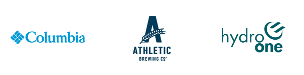 Columbia, Athletic Brewing Co, and Hydro One logos