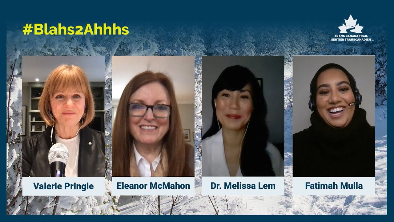 Screenshot from the #Blahs2Ahhhs Virtual Panel Discussion event of Valerie Pringle, Eleanor McMahon, Dr. Melissa Lem and Fatimah Mulla