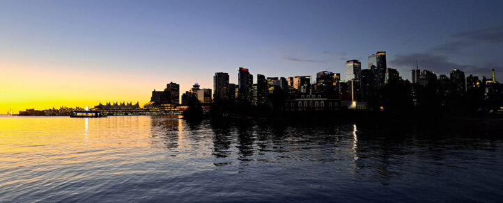 Sunset over the downtown Vancouver skyline