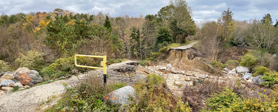 Trail damage and climate change example in Halifax, Nova Scotia 