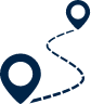 An icon representing a path or journey, featuring two location markers connected by a curved, dotted line. The markers indicate the start and end points of a route, symbolizing navigation, travel, or a trail on a map.