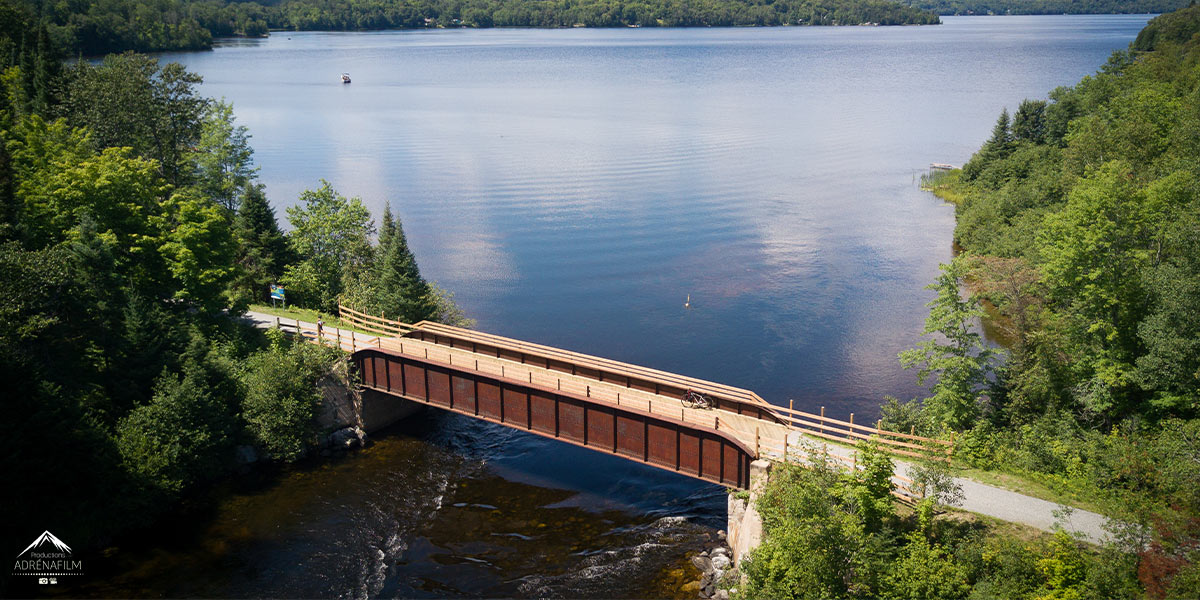 birdseye view bridge over lake