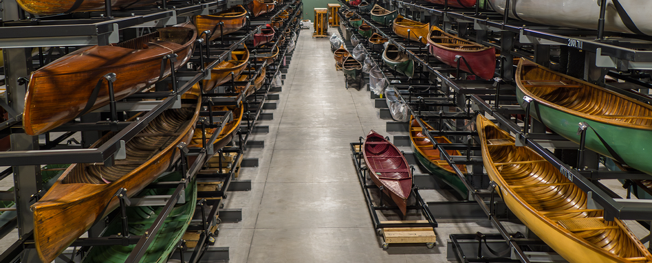 canoe storage in a large room