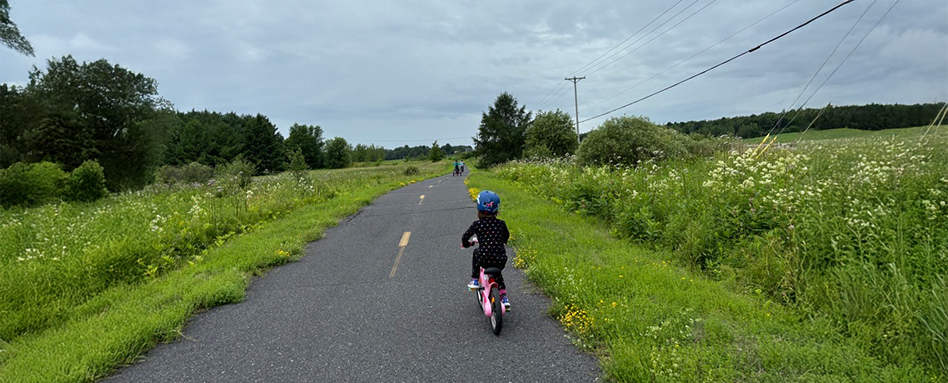 youth on a cycle path, bicycling
