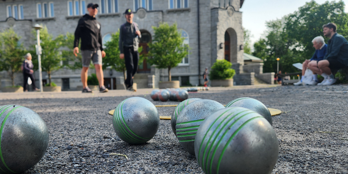 petanque balls on a court