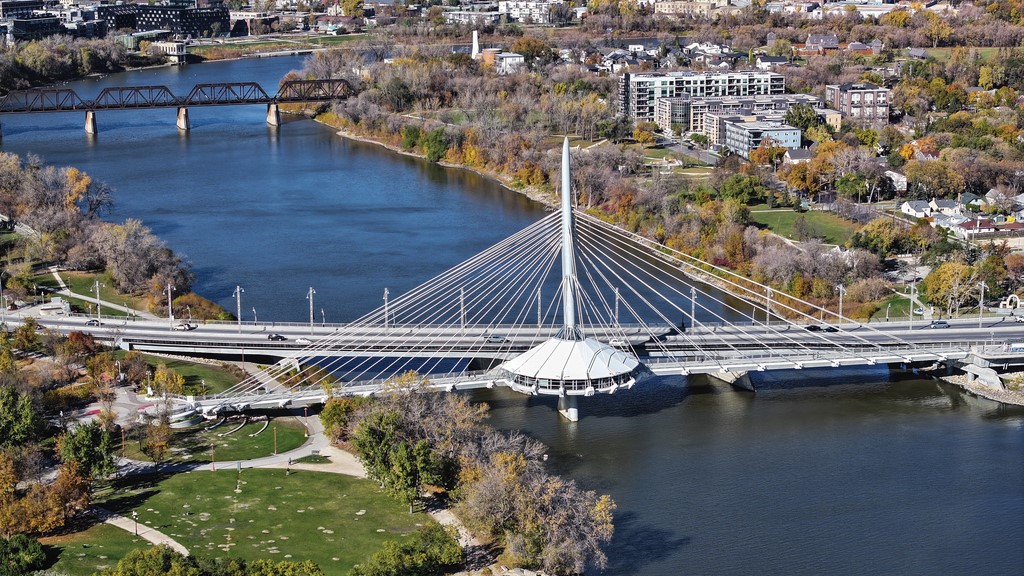 The Esplanade Riel Footbridge, part of the Trans Canada Trail in Winnipeg.