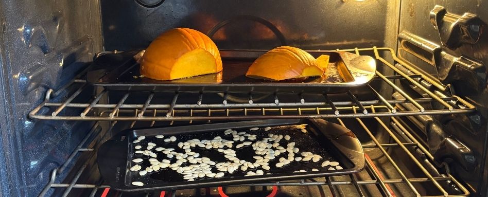 02October food series_oven | Trans Canada Trail pumpkins cooking inside an oven