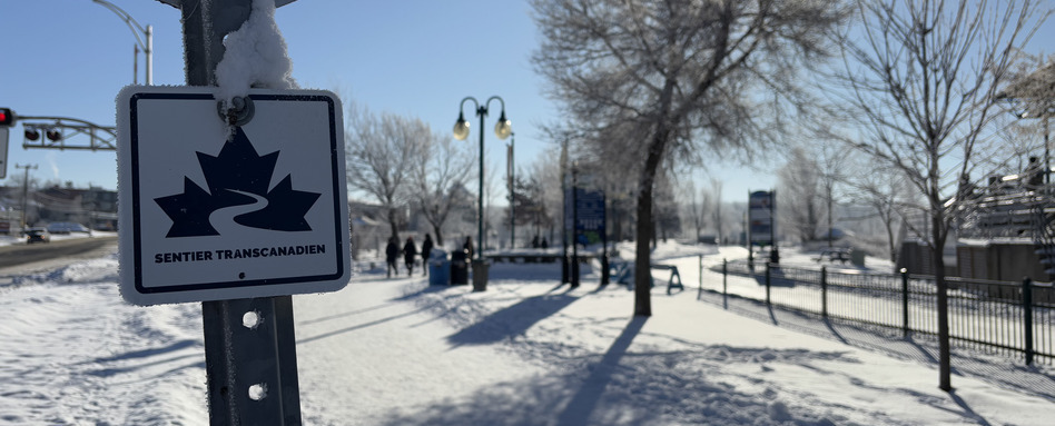 snowy skating trail on a sunny day