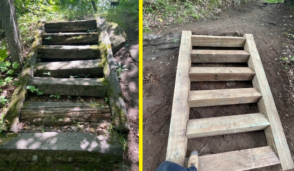 ladder bridge on a muddy terain