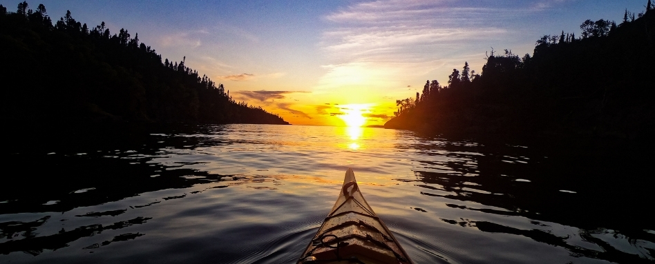 03Support image_Aidan Beckett Ontario_credit Aidan Beckett | Trans Canada Trail kayak at sunset on a lake