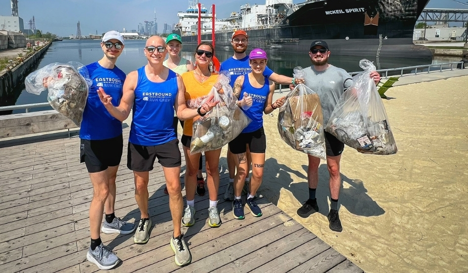 04Support image_Jen Cerullo profile_credit Eastbound Run Crew | Trans Canada Trail people cleaning up trash at waterfront area